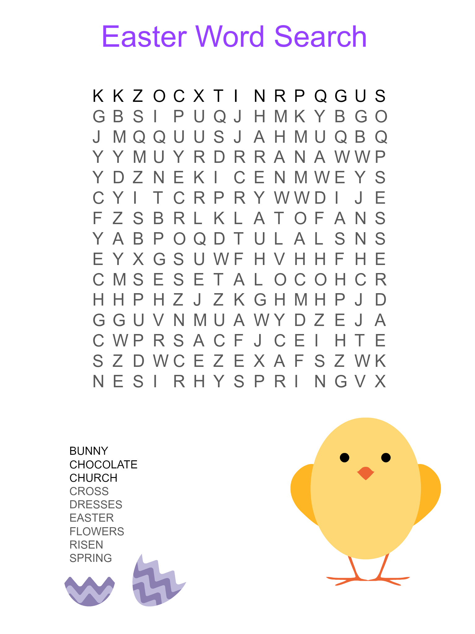 Easter Word Search PuzzleLots of Easter Time fun for the kids