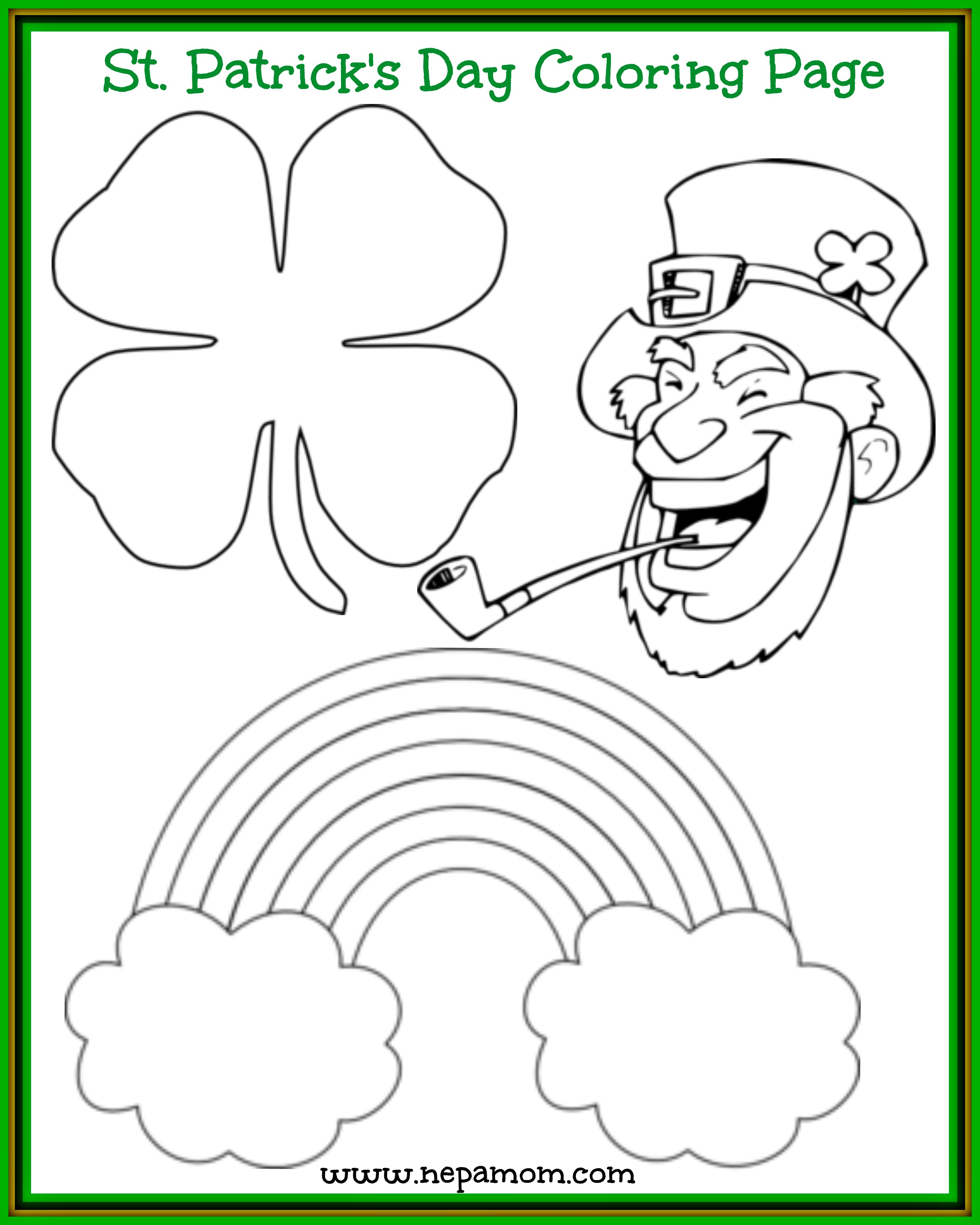 St Patrick's Day Coloring Page - NEPA Mom